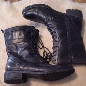 Sofft Black Leather Combat Boot